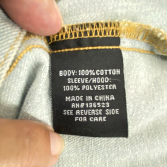 Brooklyn Cloth Mfg Denim Tie Dye Sleeve Button Front Hooded Jacket Mens Small - Picture 7 of 9